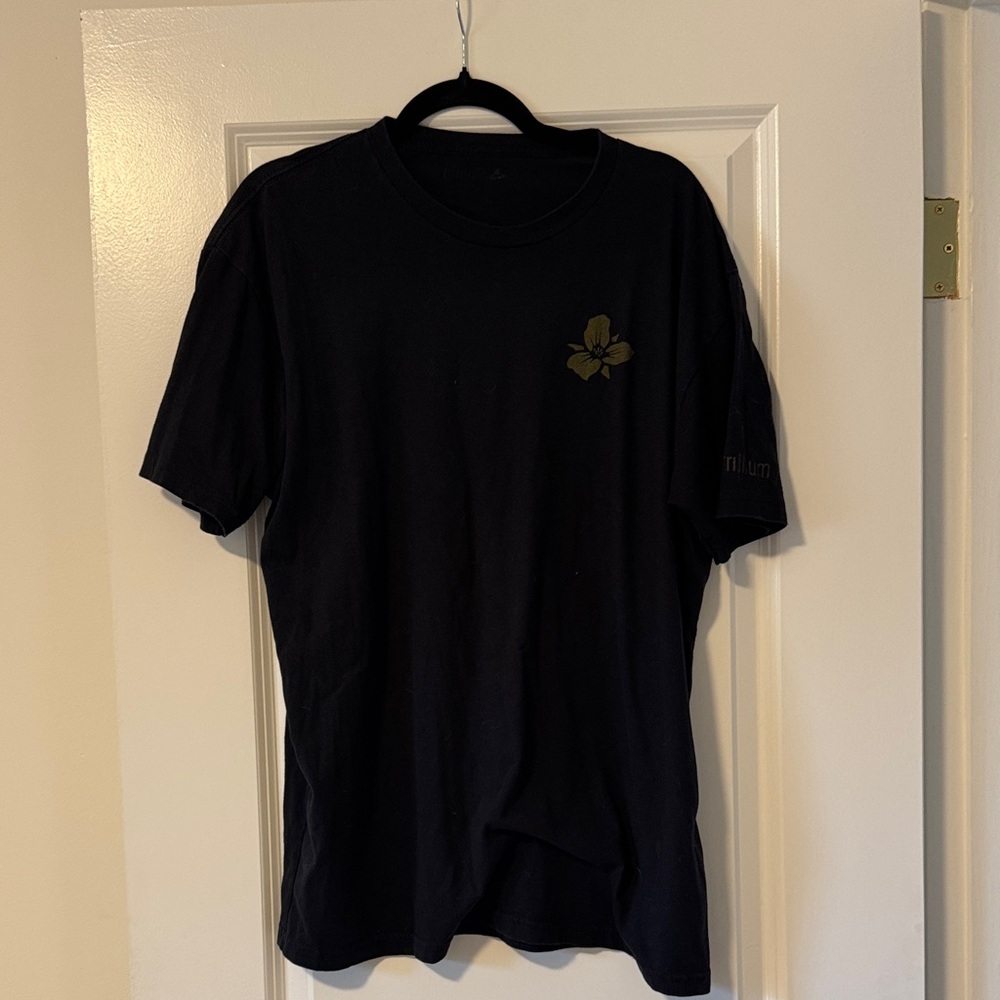 Trillium Black Tee with Subtle Graphic